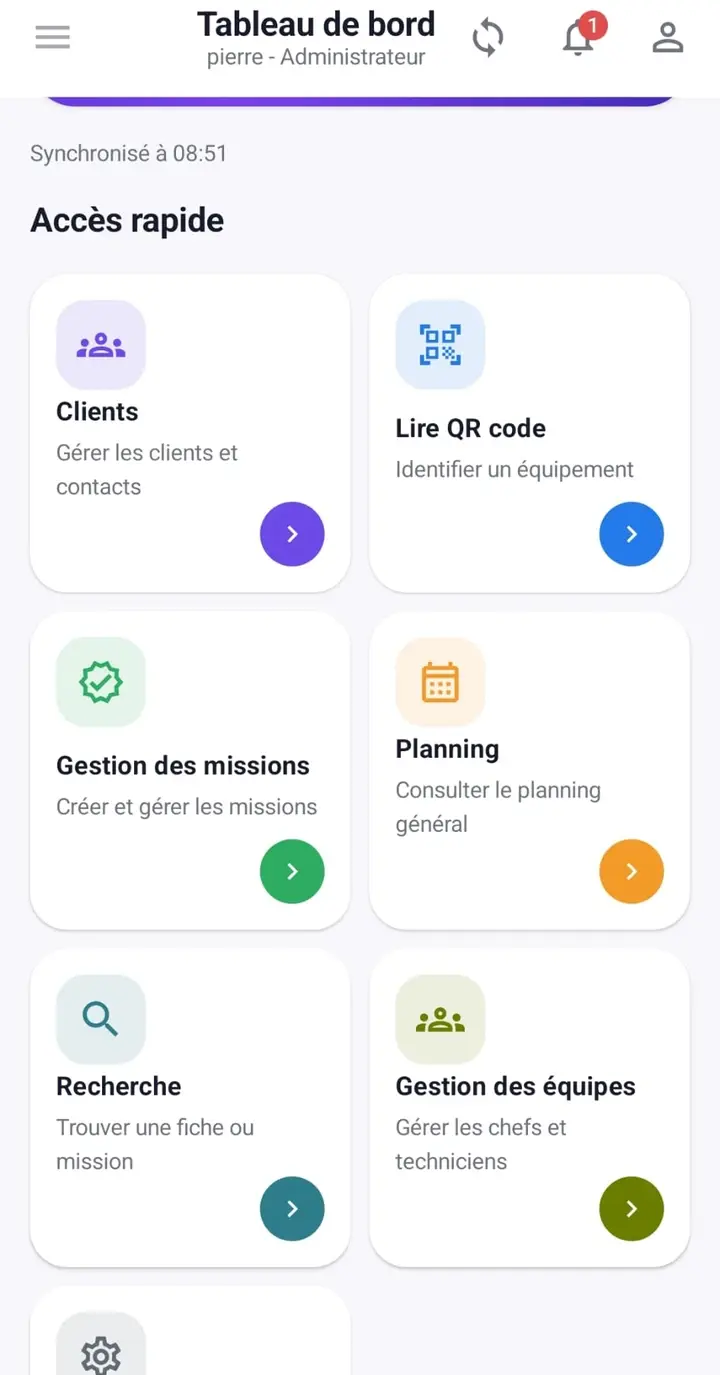 Accès rapide de l’application NexFlow